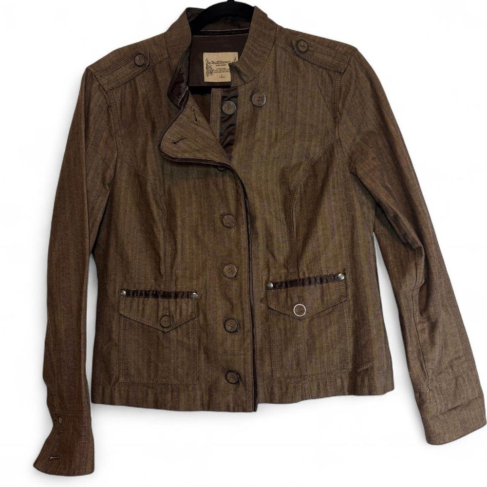 Vintage Y2K Ruff Hewn utility jacket in brown herringbone